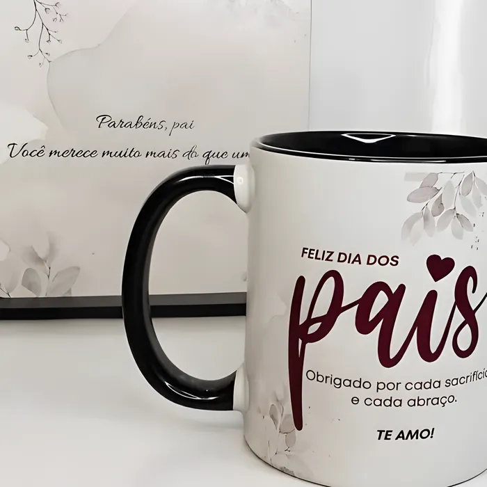 Caneca de Dia dos Pais com alça preta